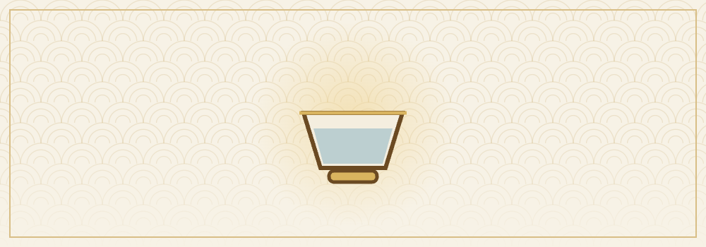 龍の置物と水杯のイラスト